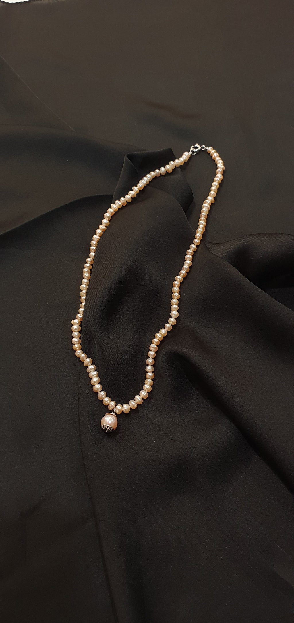 JES Original Ivory Grace - Ivoor Champagne Parelketting met Hangerparel