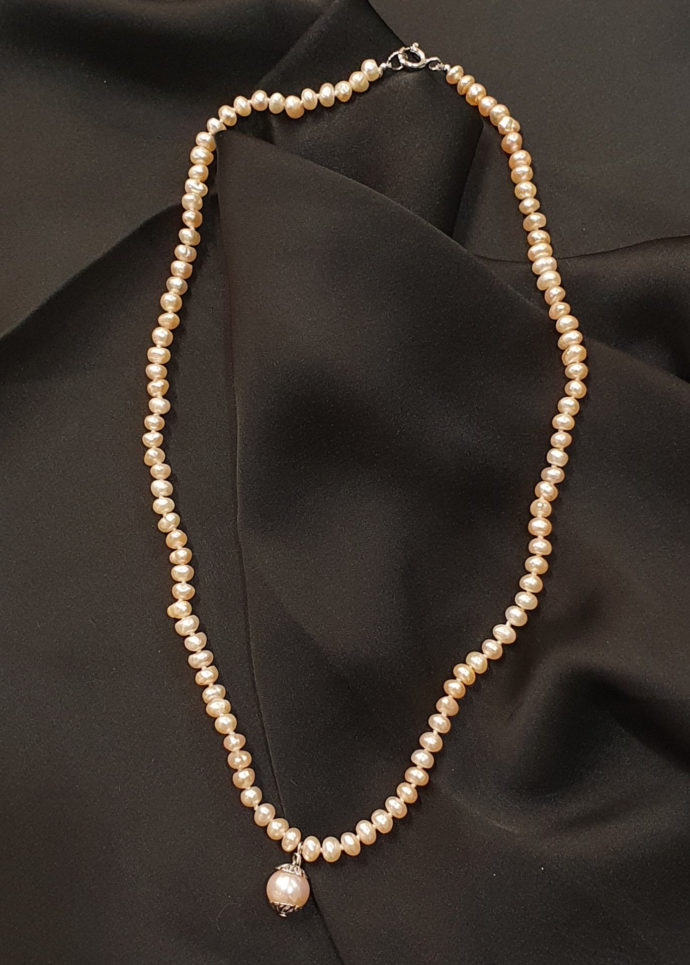 JES Original Ivory Grace - Ivoor Champagne Parelketting met Hangerparel