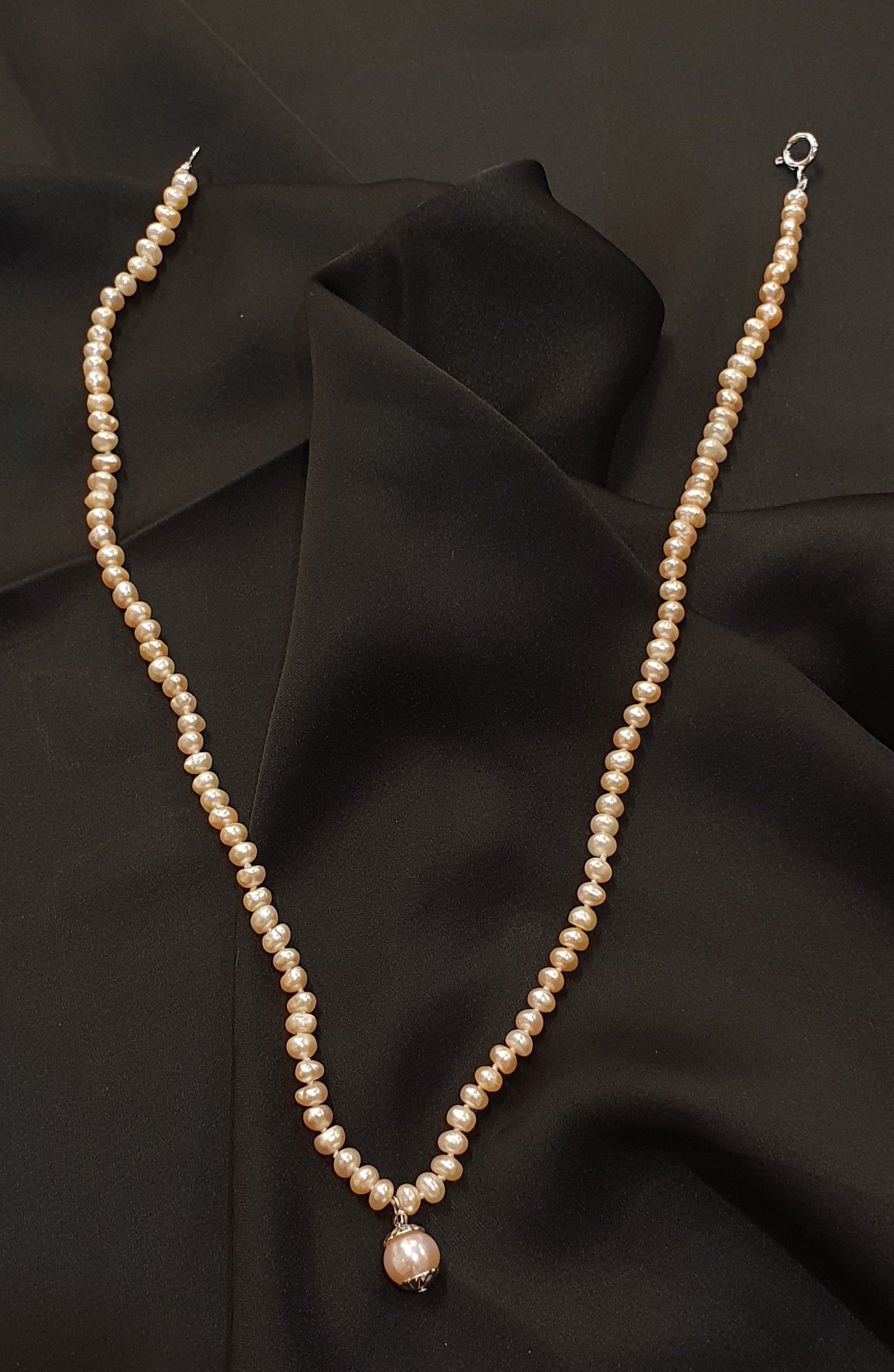 JES Original Ivory Grace - Ivoor Champagne Parelketting met Hangerparel